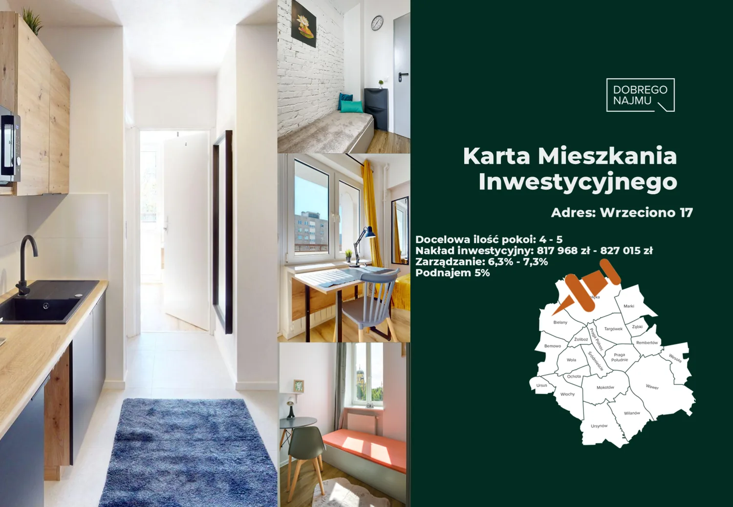 Karta mieszkania inwestycyjnego: Wrzeciono 17, Bielany