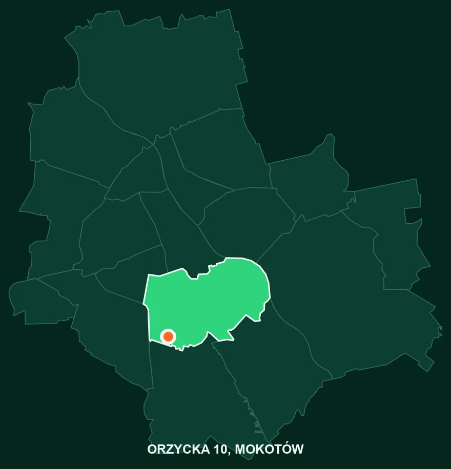 Gdzie leży Orzycka 10: Mokotów na mapie Warszawy