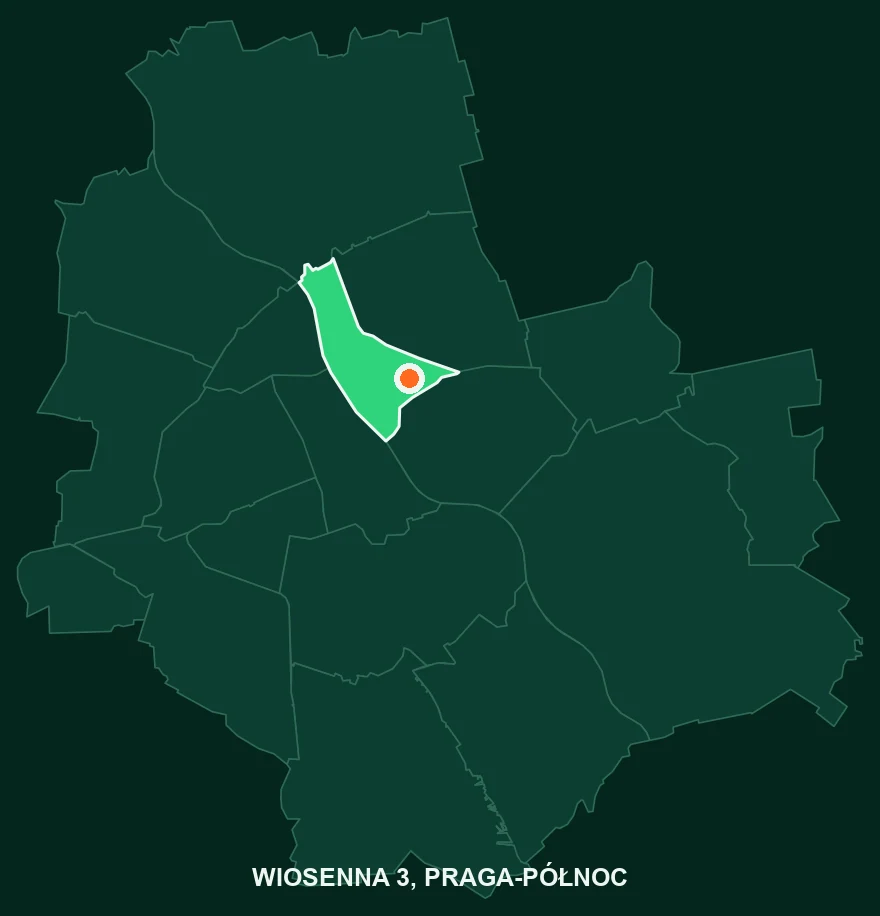 Gdzie leży Wiosenna 3: Praga Północ na mapie Warszawy